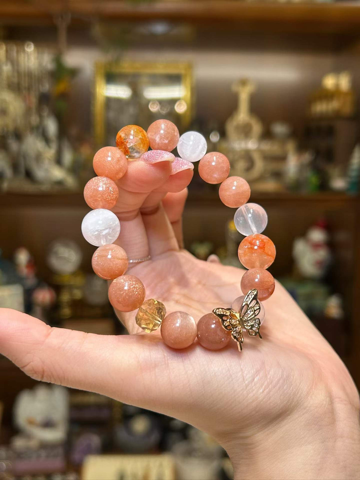 Golden Metamorphosis · Natural Crystal Butterfly Bracelet