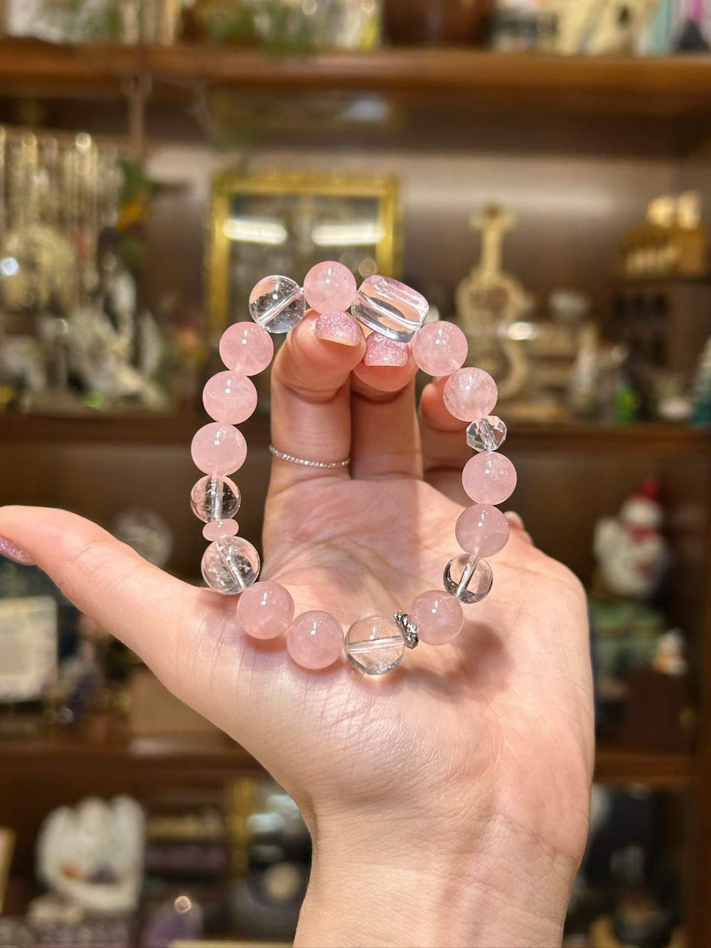 Soft Radiance · Rose Quartz & Clear Quartz Bracelet