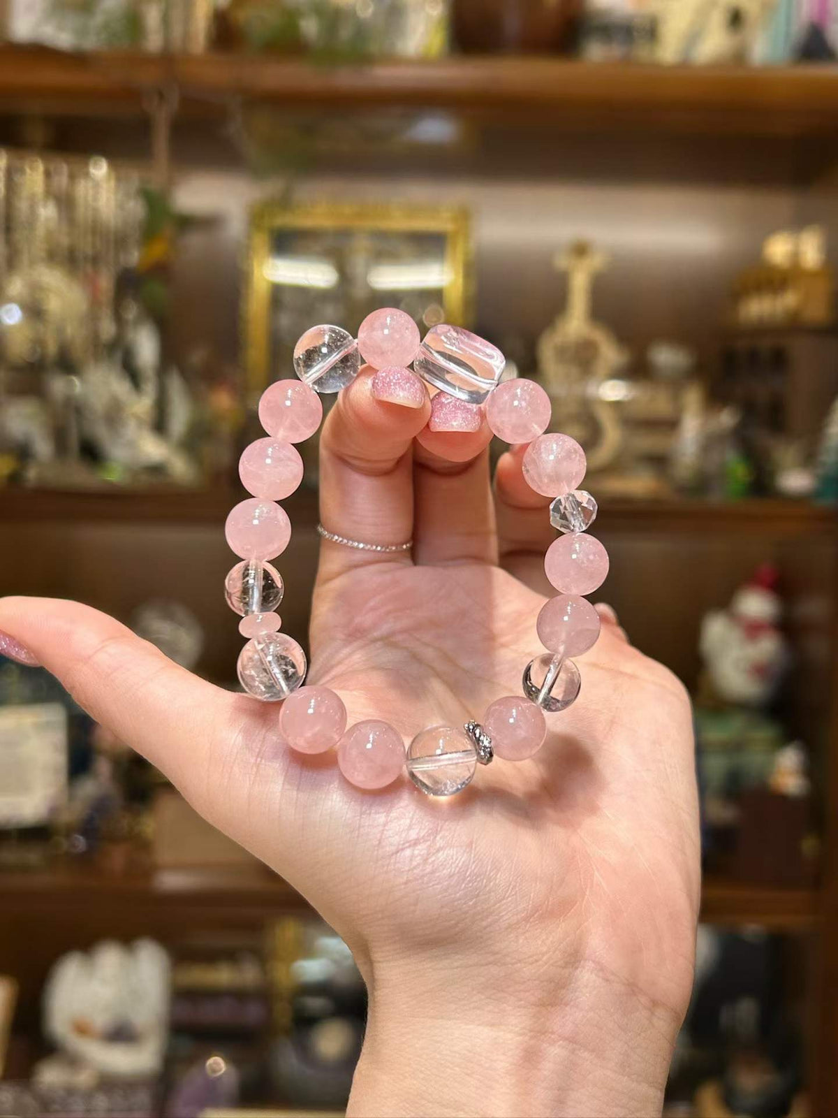 Soft Radiance · Rose Quartz & Clear Quartz Bracelet