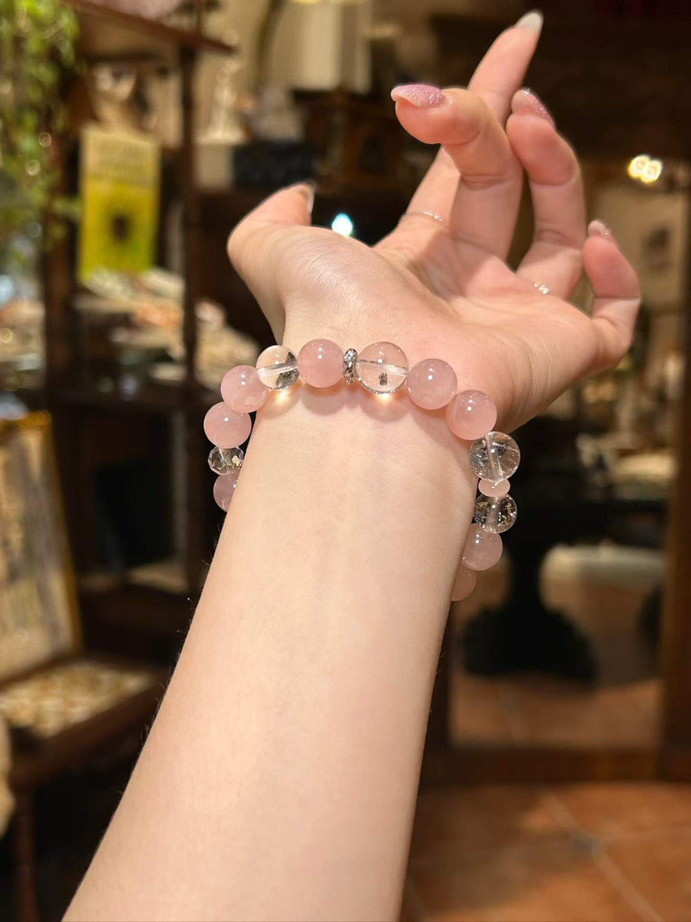 Soft Radiance · Rose Quartz & Clear Quartz Bracelet
