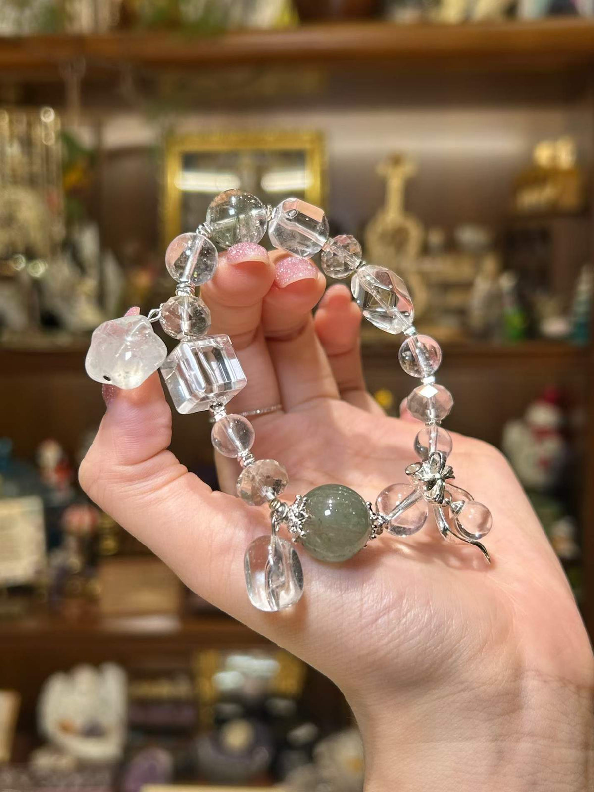 Fresh Start | Clear Quartz, Green Phantom Quartz & Green Rabbit Hair Quartz Bracelet