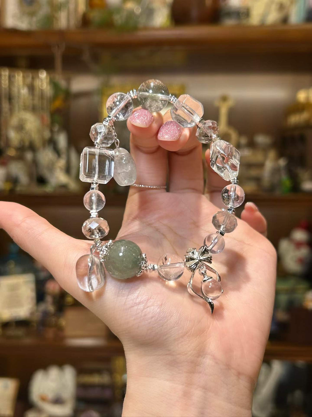 Fresh Start | Clear Quartz, Green Phantom Quartz & Green Rabbit Hair Quartz Bracelet