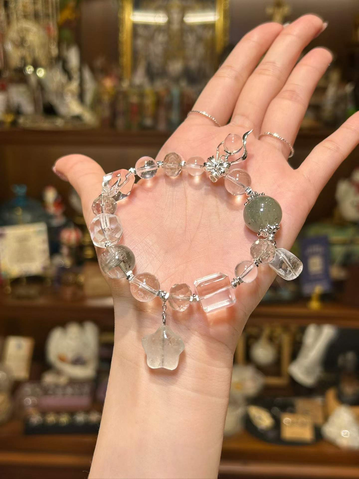 Fresh Start | Clear Quartz, Green Phantom Quartz & Green Rabbit Hair Quartz Bracelet