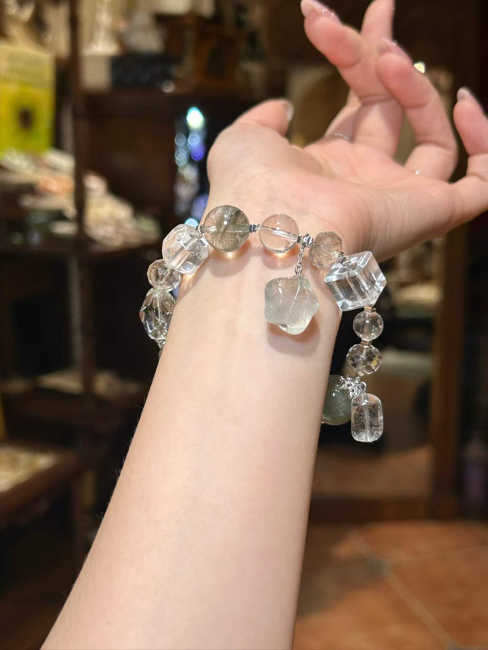 Fresh Start | Clear Quartz, Green Phantom Quartz & Green Rabbit Hair Quartz Bracelet