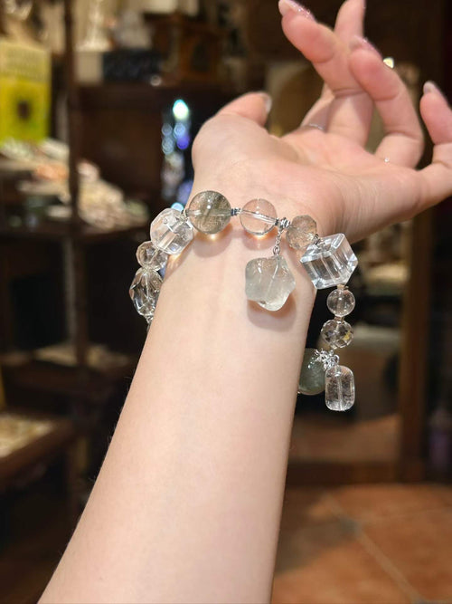 Fresh Start | Clear Quartz, Green Phantom Quartz & Green Rabbit Hair Quartz Bracelet