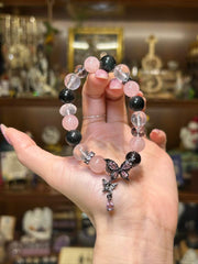 Rose Eclipse | Rose Quartz & Black Obsidian Crystal Bracelet