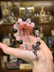 Rose Eclipse | Rose Quartz & Black Obsidian Crystal Bracelet