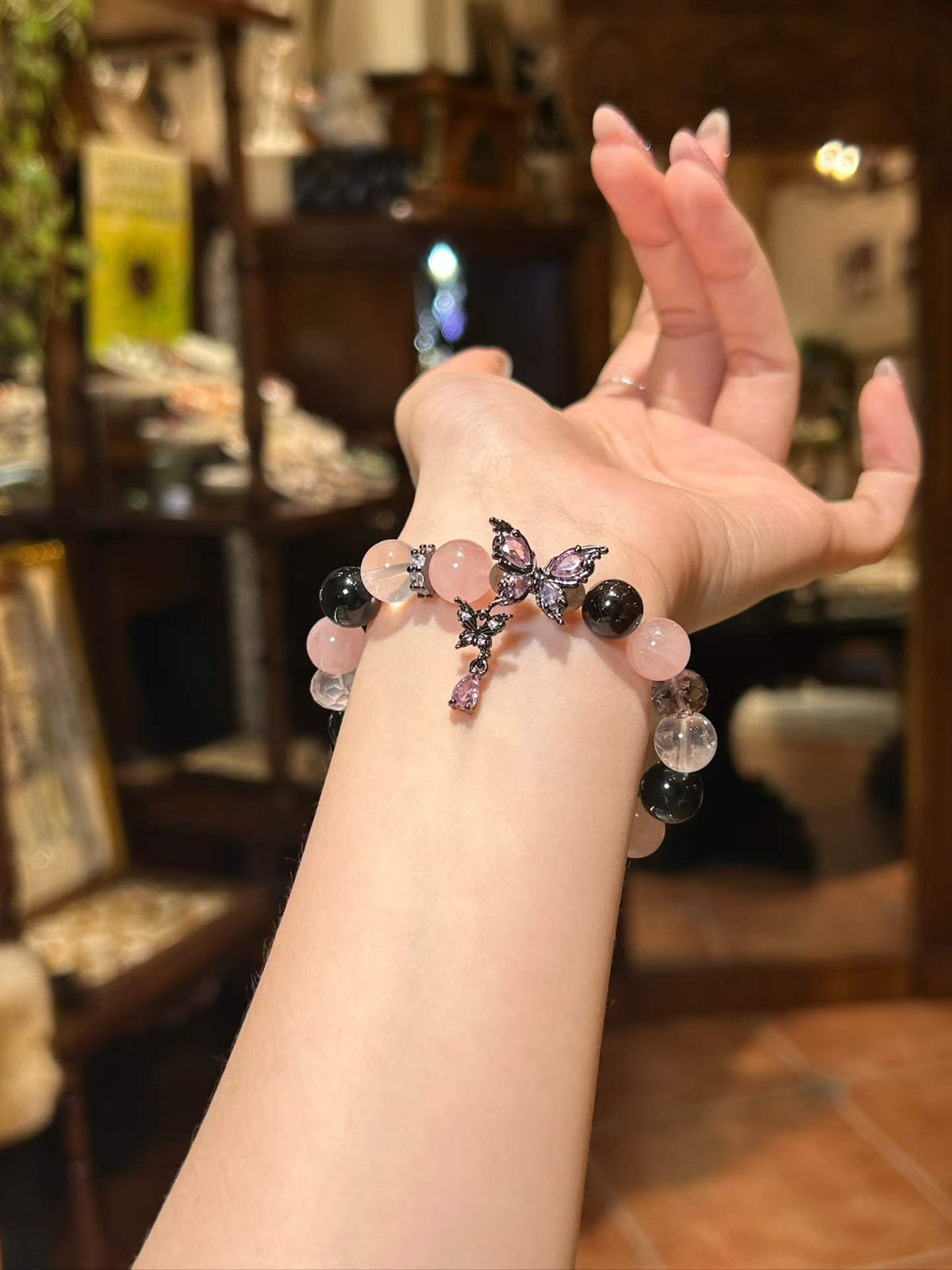 Rose Eclipse | Rose Quartz & Black Obsidian Crystal Bracelet