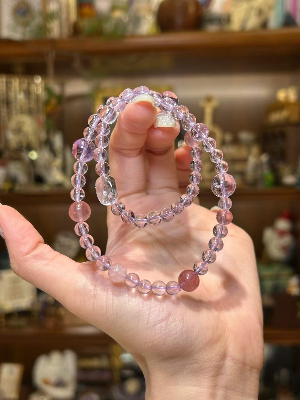 First Bloom — Amethyst & Strawberry Quartz Bracelet