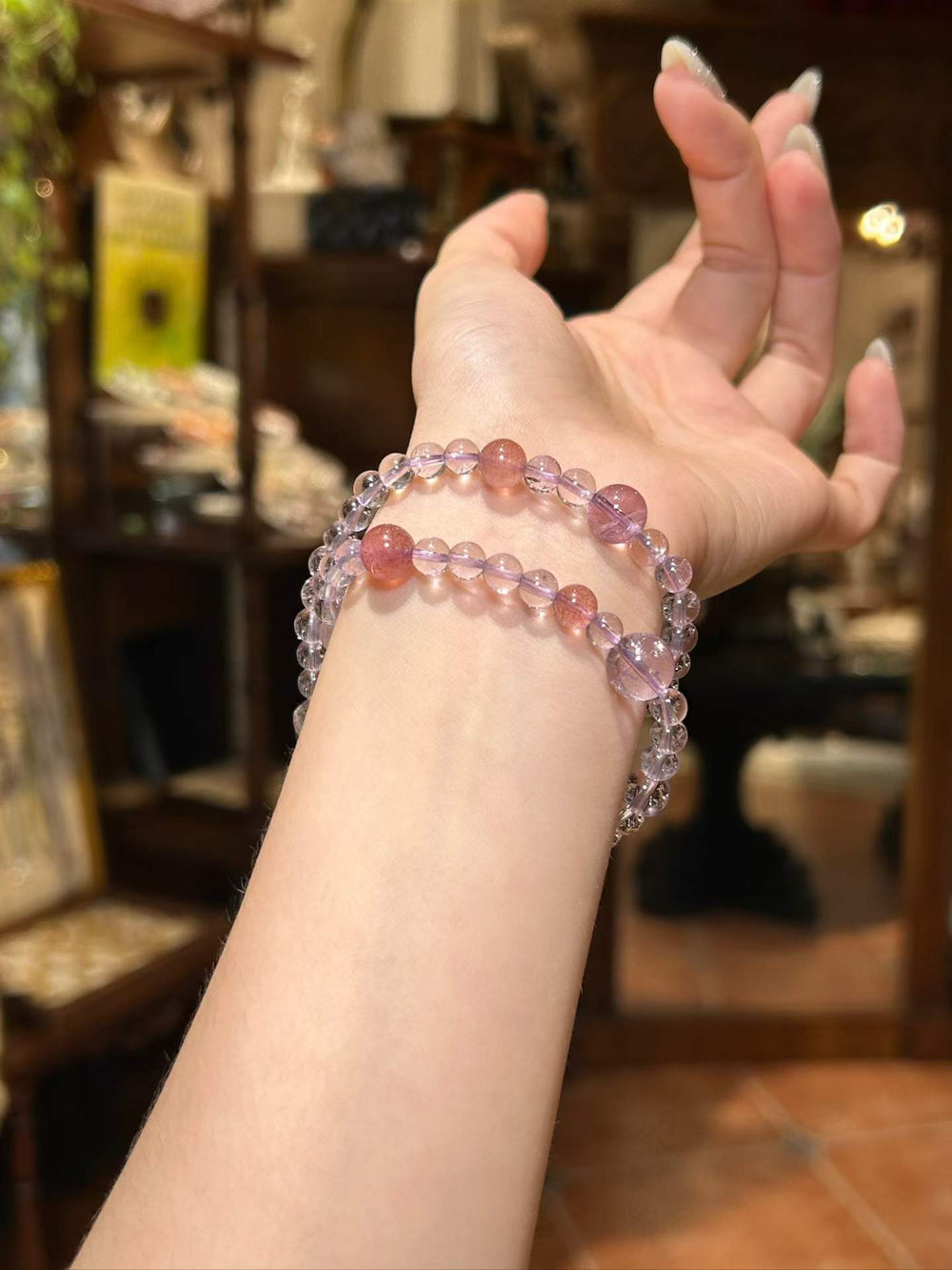 First Bloom — Amethyst & Strawberry Quartz Bracelet