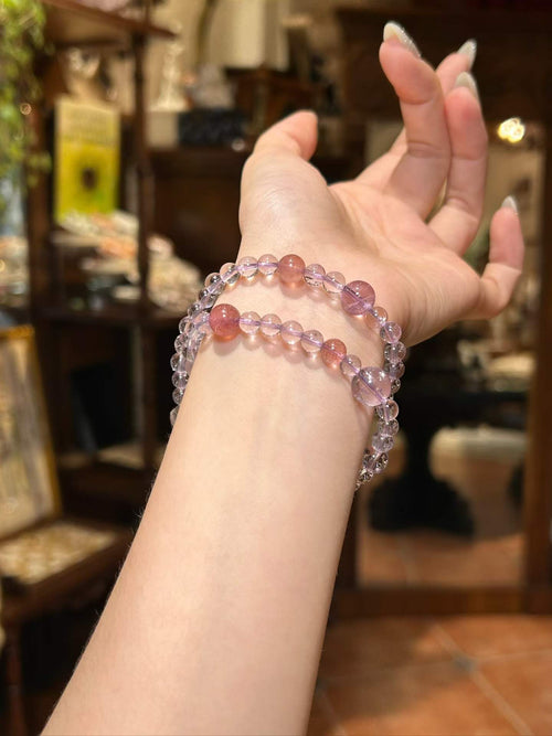 First Bloom — Amethyst & Strawberry Quartz Bracelet