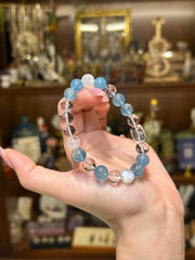 Moonlit Cove — Aquamarine, Clear Quartz & Blue Moonstone Bracelet