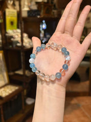 Moonlit Cove — Aquamarine, Clear Quartz & Blue Moonstone Bracelet