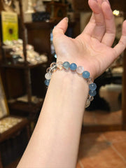 Moonlit Cove — Aquamarine, Clear Quartz & Blue Moonstone Bracelet