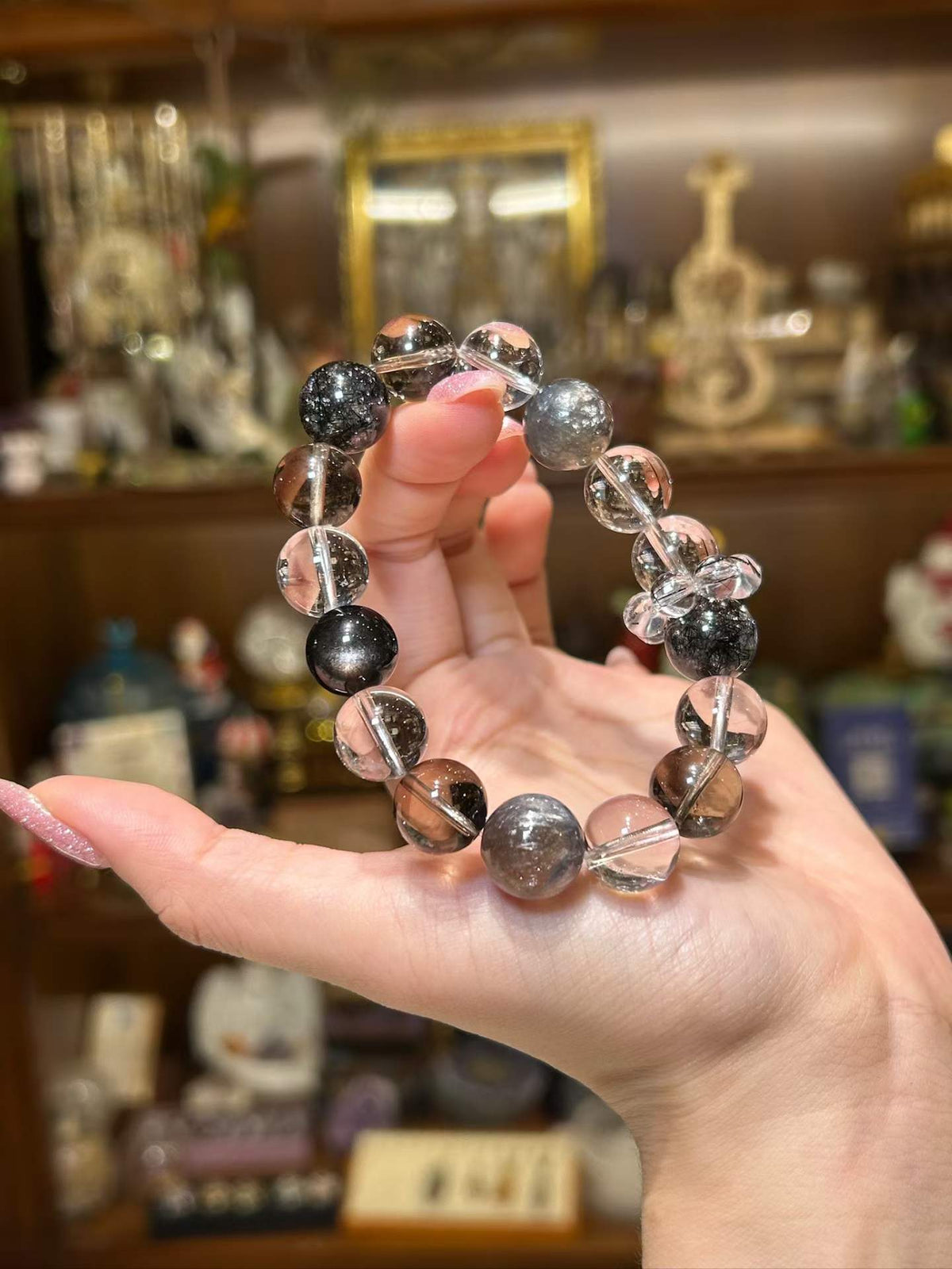 Haven — Black Rutilated Quartz & Smoky Quartz Bracelet