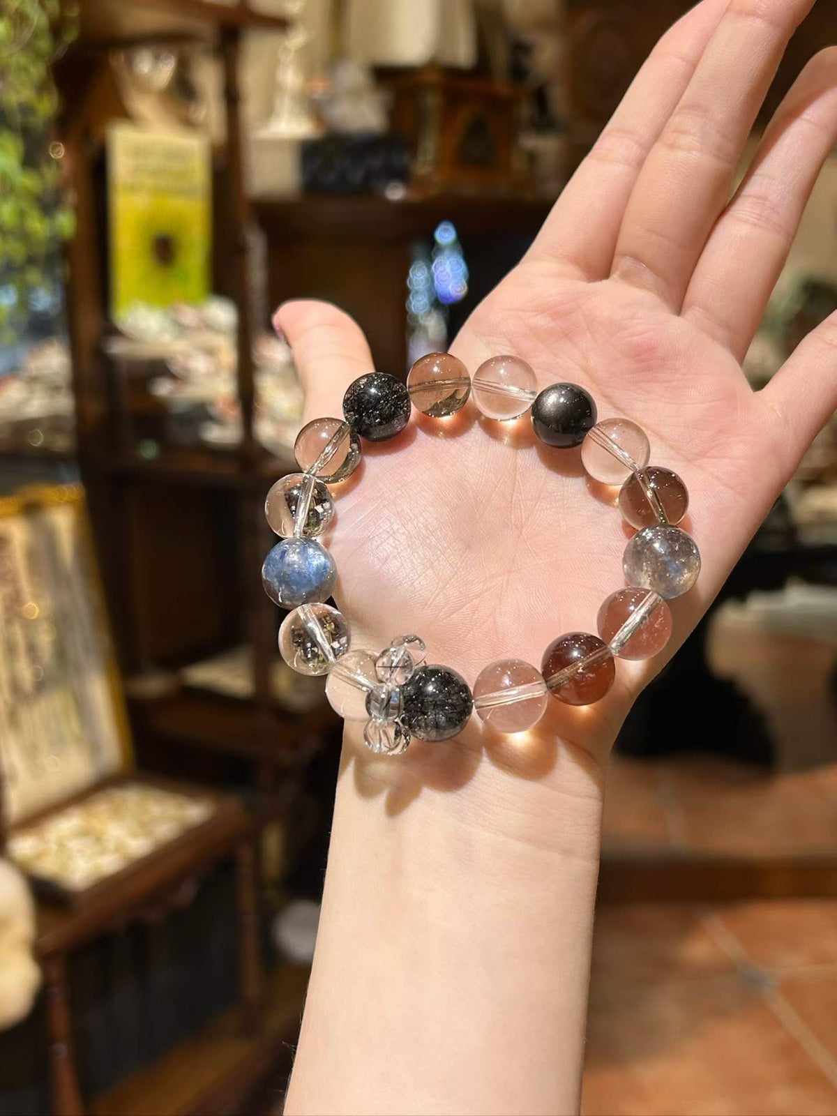 Haven — Black Rutilated Quartz & Smoky Quartz Bracelet