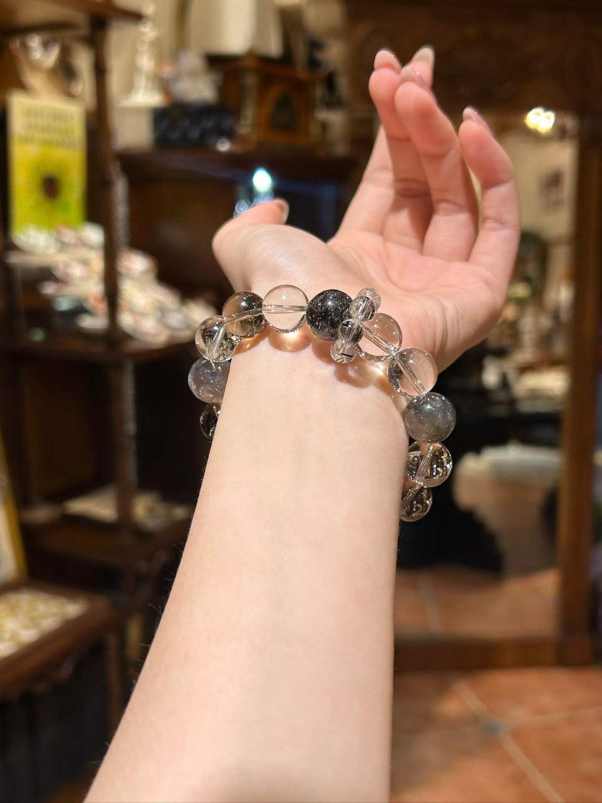 Haven — Black Rutilated Quartz & Smoky Quartz Bracelet