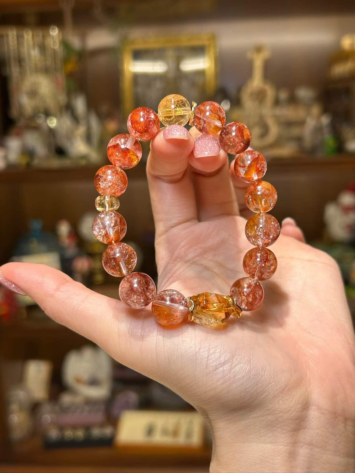Solstice — Red Flower Quartz & Citrine Bracelet