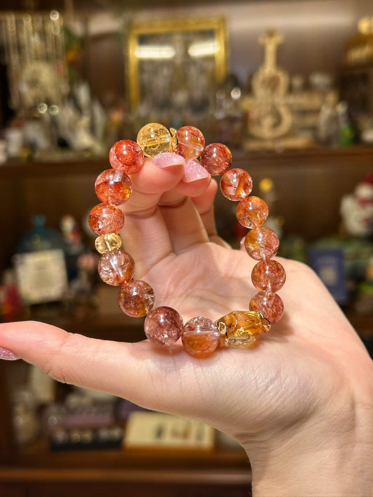 Solstice — Red Flower Quartz & Citrine Bracelet
