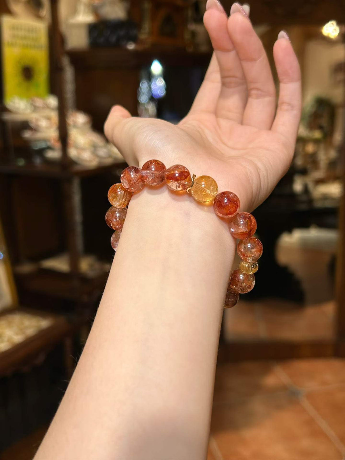 Solstice — Red Flower Quartz & Citrine Bracelet