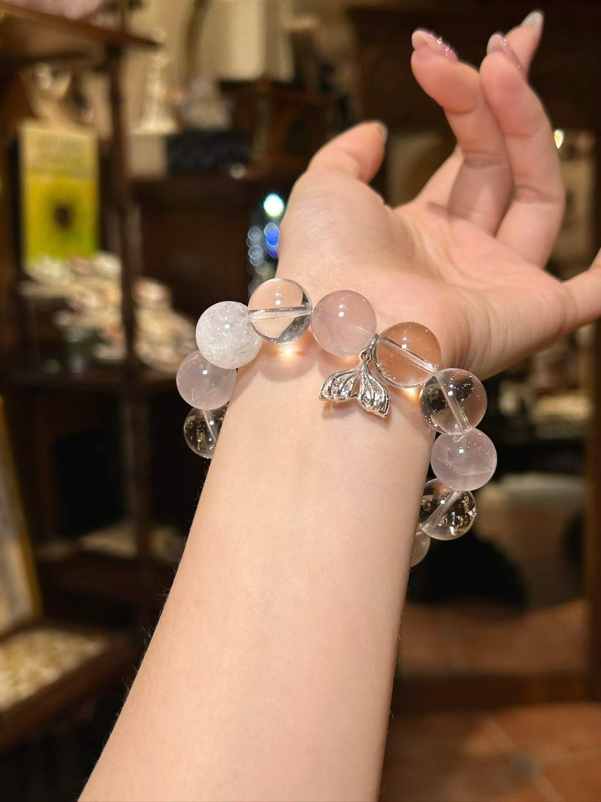 Siren — Rose Quartz & Clear Quartz Mermaid Tail Bracelet