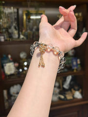 Clara — Clear Quartz Bow & Tassel Bracelet