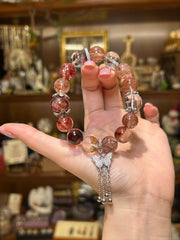 Monarch — Red Flower Quartz & Red Rutilated Quartz Butterfly Bracelet
