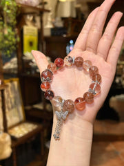 Monarch — Red Flower Quartz & Red Rutilated Quartz Butterfly Bracelet