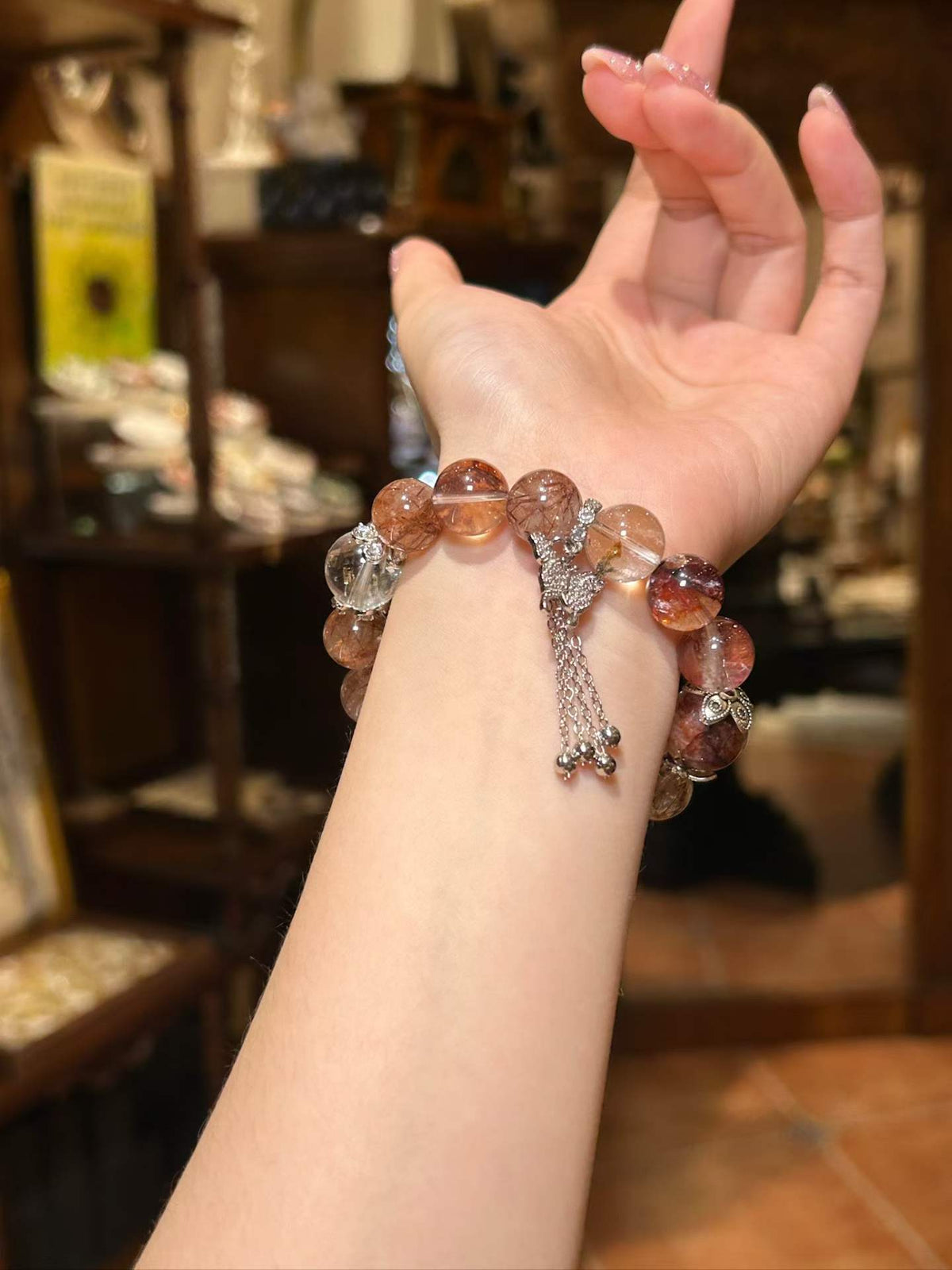 Monarch — Red Flower Quartz & Red Rutilated Quartz Butterfly Bracelet