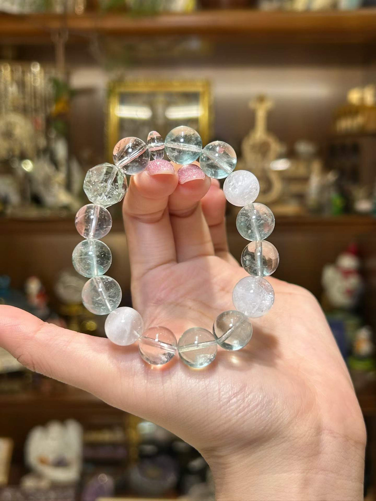 New Leaf — Green Quartz & White Azeztulite Bracelet