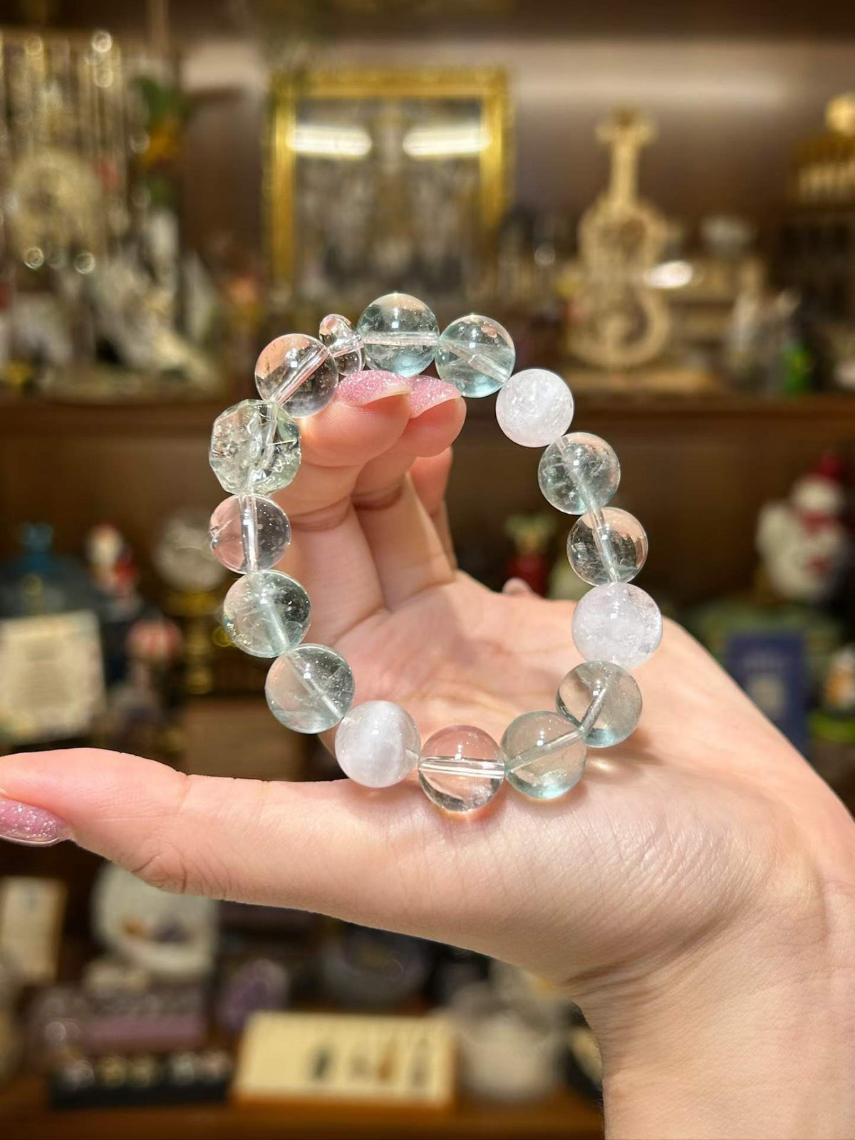 New Leaf — Green Quartz & White Azeztulite Bracelet