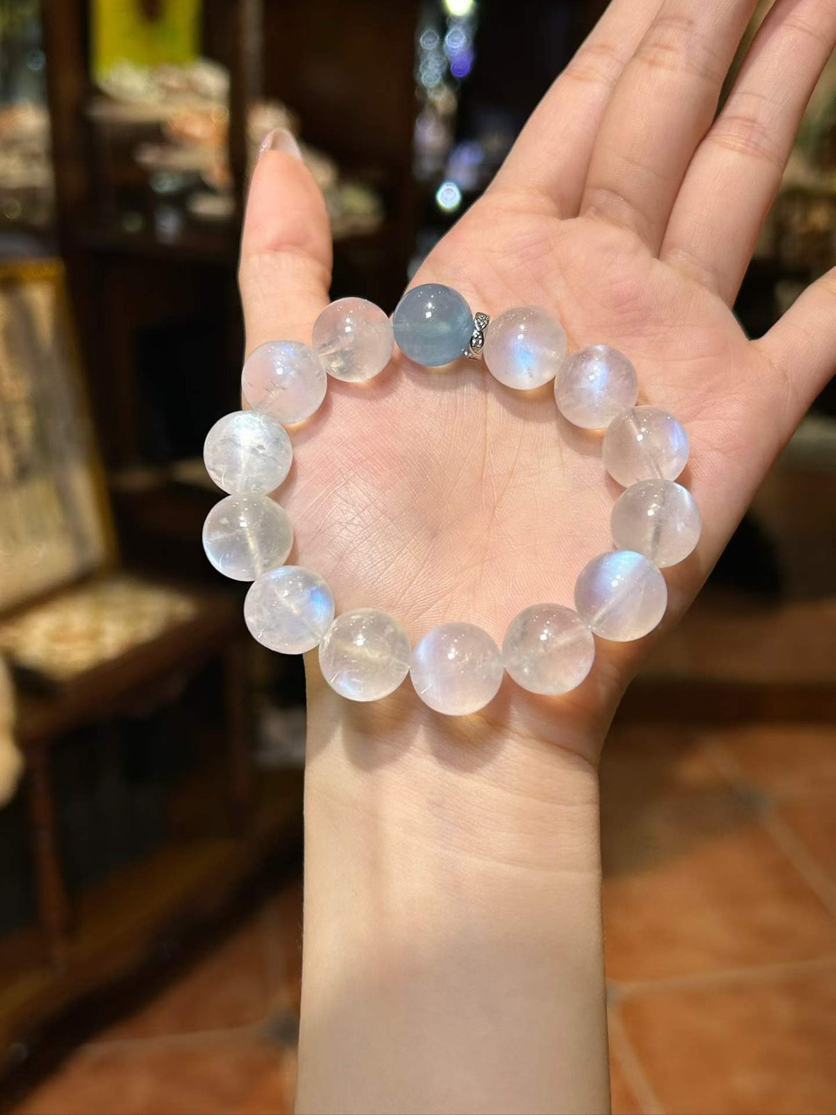 Moonlit Tide — Blue Moonstone & Aquamarine Bracelet