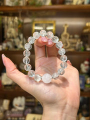 Quiet Frost | Green Azeztulite & White Phantom Quartz Bracelet