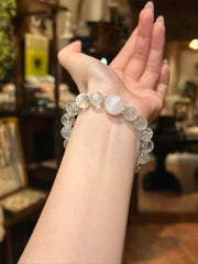 Quiet Frost | Green Azeztulite & White Phantom Quartz Bracelet