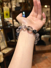 Midnight Insight | Herkimer Quartz, Silver Sheen Obsidian & Iolite Bracelet