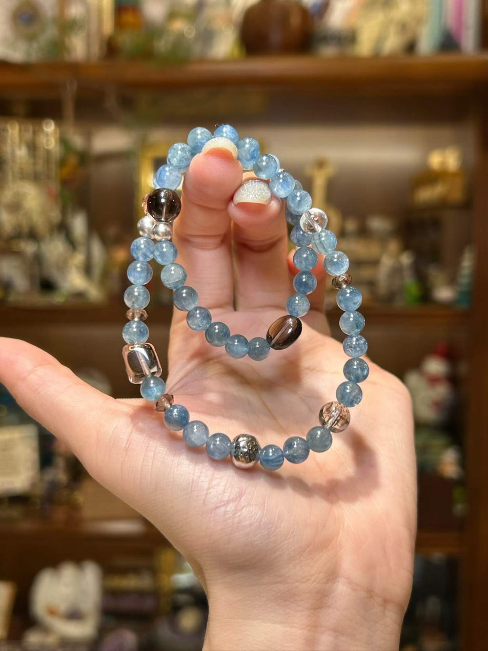Steady Voice | Blue Kyanite & Smoky Quartz Bracelet