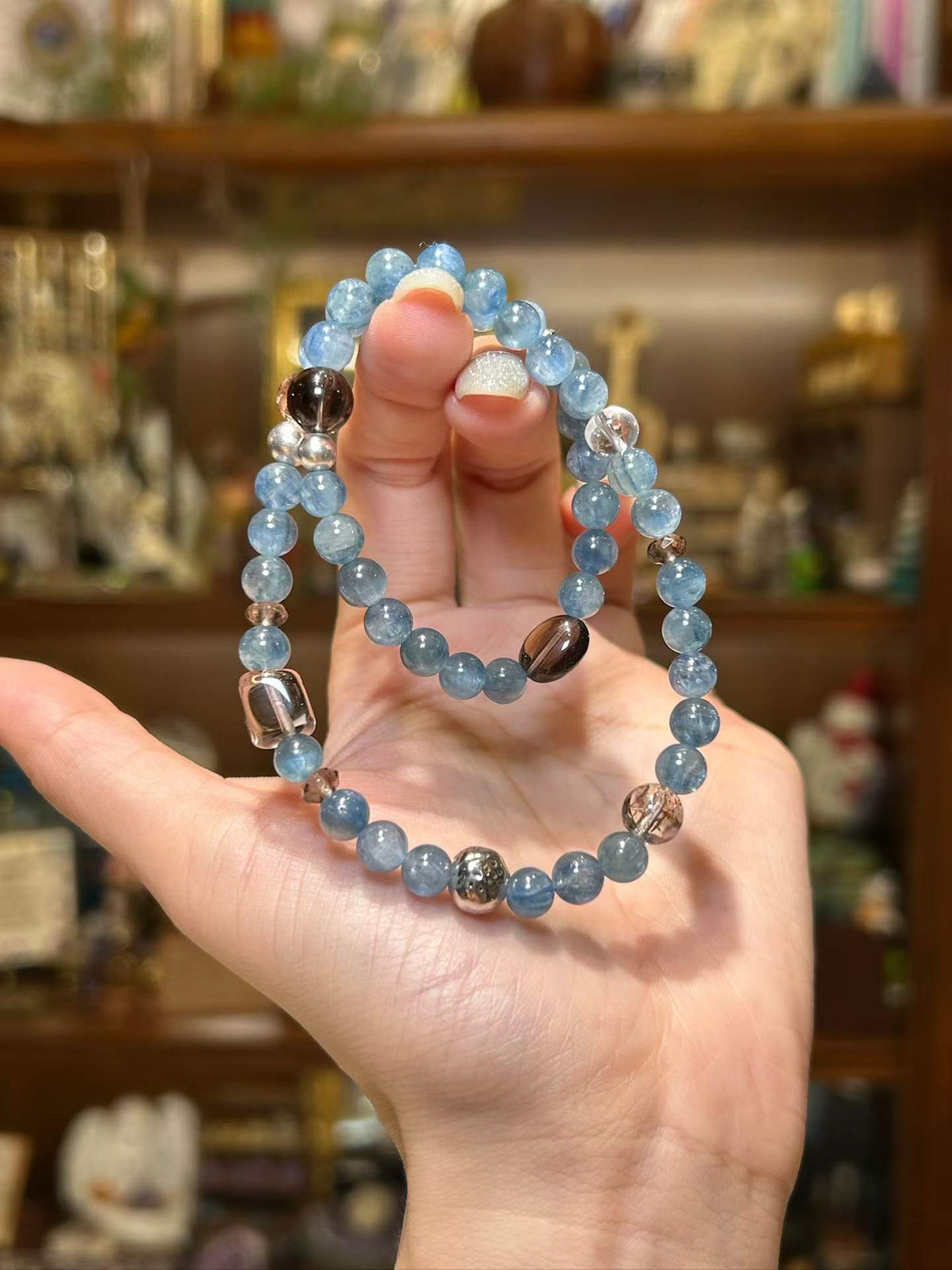 Steady Voice | Blue Kyanite & Smoky Quartz Bracelet