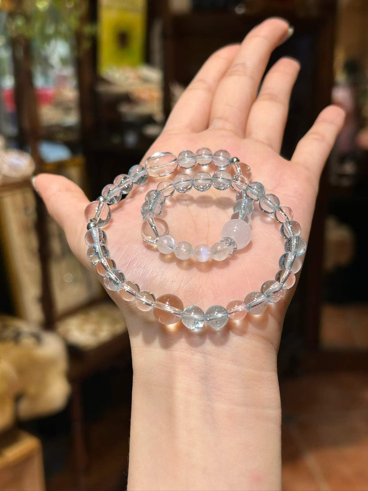 Moonlit Clarity | Blue Topaz, Blue Moonstone & Clear Quartz Bracelet Set