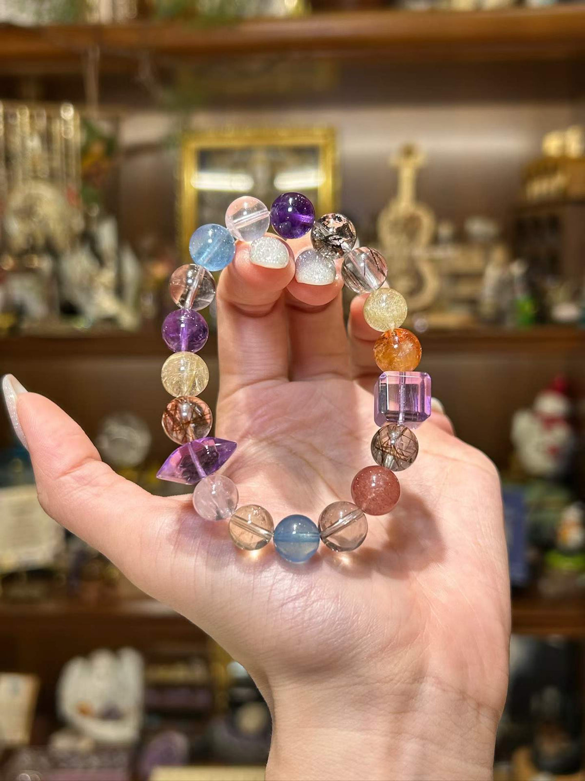 Radiant Fortune | Gold Rutilated Quartz, Super Seven, Herkimer Quartz, Amethyst, Aquamarine, Rose Quartz & Citrine Bracelet