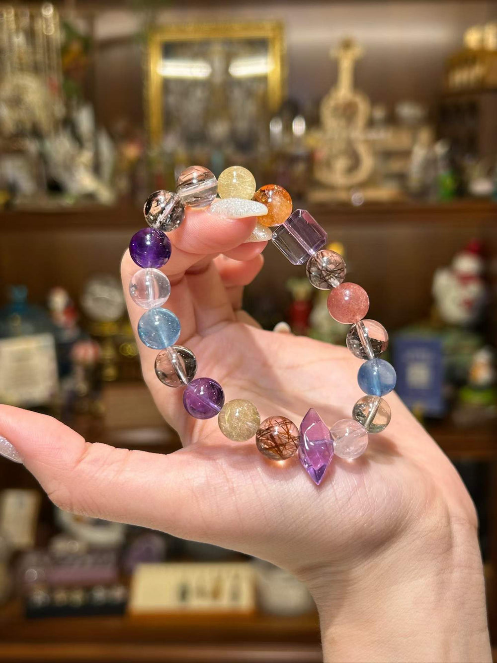 Radiant Fortune | Gold Rutilated Quartz, Super Seven, Herkimer Quartz, Amethyst, Aquamarine, Rose Quartz & Citrine Bracelet