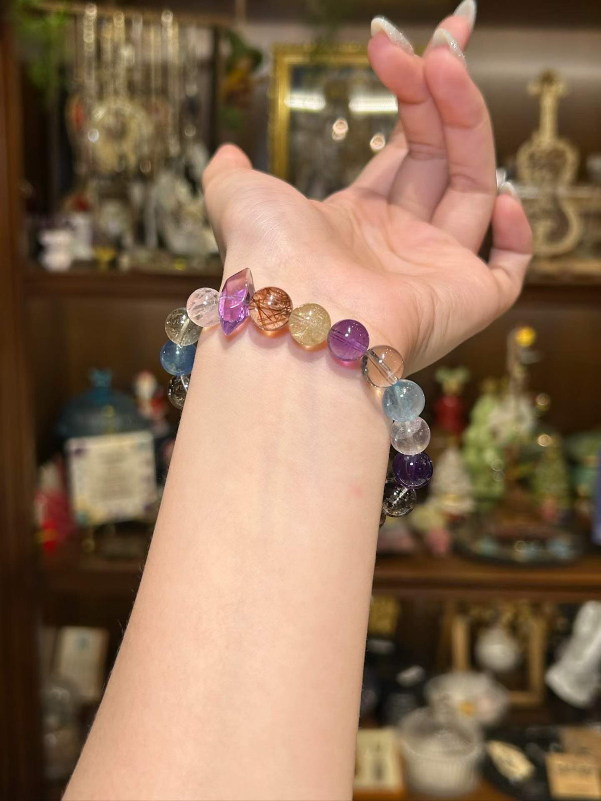 Radiant Fortune | Gold Rutilated Quartz, Super Seven, Herkimer Quartz, Amethyst, Aquamarine, Rose Quartz & Citrine Bracelet