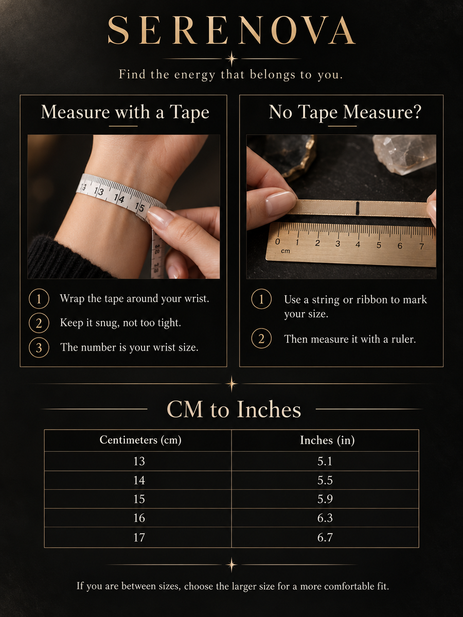 Crystal bracelet size guide